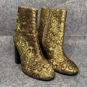 Seychelles Gold/Black‎ Fabric Ankle Boots- Sz 7